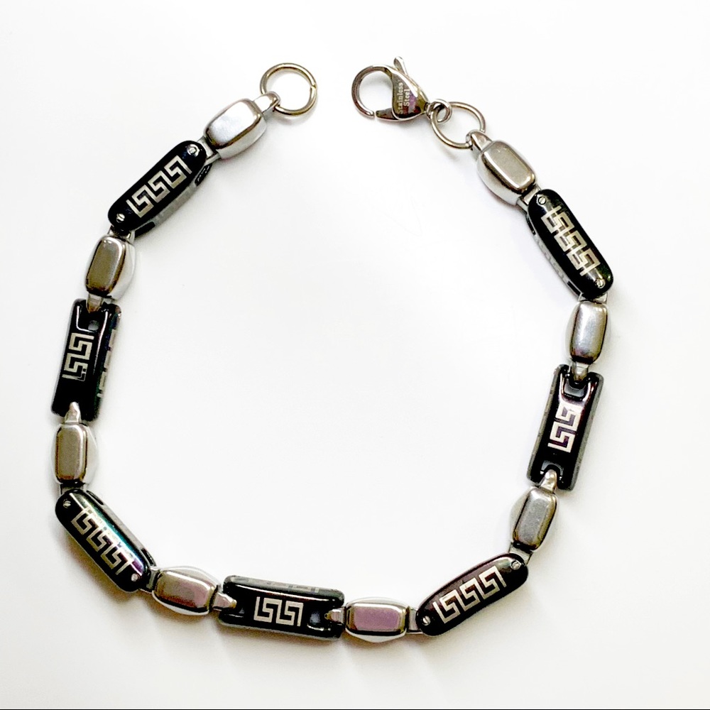 Men Silver Spiral Punk Chain Link  Bracelet